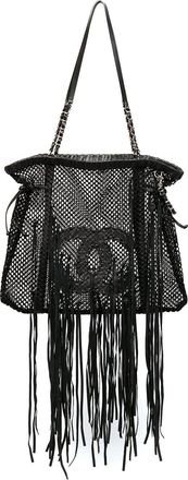 Chanel 2011 Resort large logo fringed tote - women - CALFSKIN/Nylon - One Size - Black