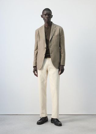 Mango Blazer 100% lino tasche a toppa marrone - Uomo - 46 - MANGO MAN