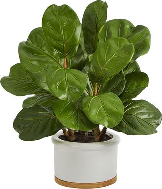 Nearly Natural Fiddle Leaf Artificial Tree In White Planter