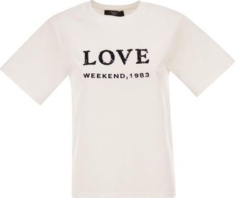Max Mara Weekend Maxmara Wkdagile Jersey-T-Shirt mit Aufdruck und Stickerei