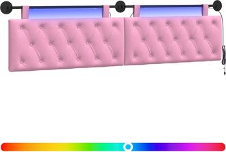 vidaXL Cabecero Colgante Con Luz Led Rosa Tela Vidaxl