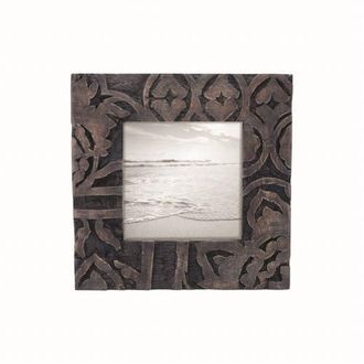 Foreside Home And Garden 4x4 Dark Wood Carved Photo Picture Frame in Black at Nordstrom, Size Medium