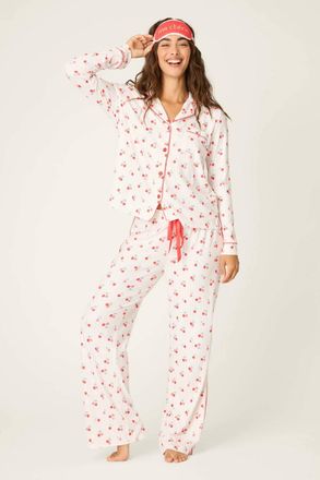 PJ Salvage Ma Cherie Valentines Pajama Set In Ivory / Pink Cherry Print
