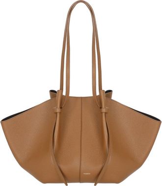 Yuzefi Winged Pebbled Leather Tote With Golden Logo