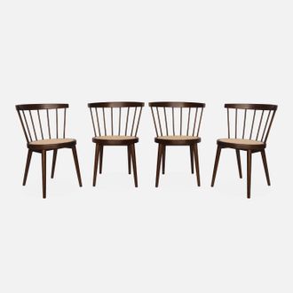 Sweeek Silla De Madera Y Ca&ntilde;a, Set De 4