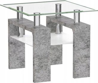 OEM Mesa De Centro De Cristal Concrete Mini H55 60x60cm Cuadrada Furnitex