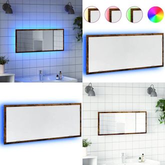 vidaXL Specchio Bagno LED Rovere Fumo 100x8,5x37cm Legno Multistrato - Specchio LED - Specchio con luce