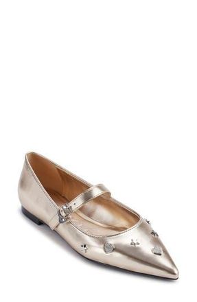 Karl Lagerfeld Veyda Pointed Toe Mary Jane Flat in White Gold at Nordstrom Rack, Size 9.5