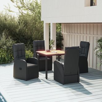 vidaXL Set De Muebles Jard&iacute;n 5 Pzas Con Cojines Rat&aacute;n Sint&eacute;tico Negro Vidaxl