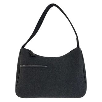 Prada Pre-owned Shoulder Bags, female, Gray, Size: ONE SIZE Pre-owned Sports Wool Nylon Handbag