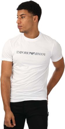 Armani Mens Armani Pima Logo Print T-Shirt in White