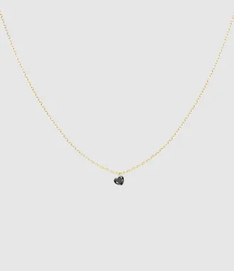 LA BRUNE & LA BLONDE Collier Black 360&deg; Diamant Noir Coeur 0.30 Or Jaune