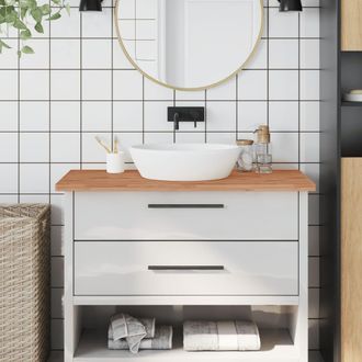vidaXL Encimera De Ba&ntilde;o Madera Maciza De Haya 100x60x2,5 Cm Vidaxl