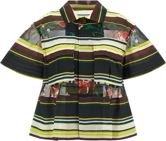 sacai Overhemden, Dames, Veelkleurig, M, Polyester, Patroon Mix Shirt
