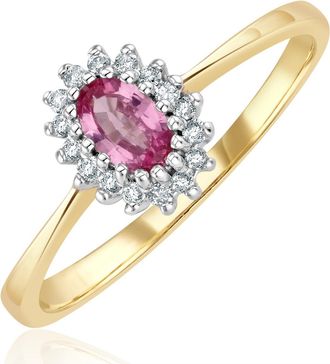 The Diamond Store 9K Gold Diamond Pink Sapphire Ring 0.05ct