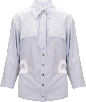 Elisabetta Franchi Shirts - Dames - Overhemden - Blauw - XS - Katoen - Overhemden