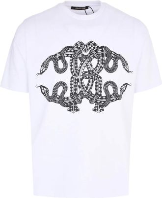 Roberto Cavalli T-shirt con stampa serpente - Bianco
