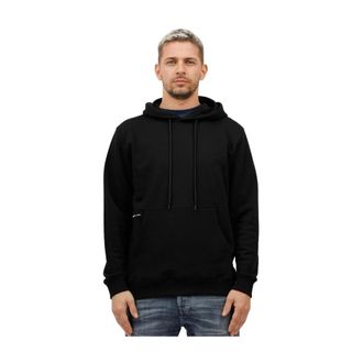 Dondup Hoodies, male, Black, Size: 2XL Hoodie with Front Print and Kangaroo Pocket