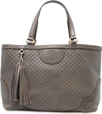 Gucci Pre-owned Womens Large Microguccissima Brogue Duilio Tote - Grey Leather - One Size
