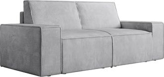 Vente-Unique Sof&aacute; de 2 plazas de pana gris claro AMELIA