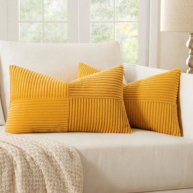 Miulee 2er Set Herbst Kissenbezug 30x50cm Gelb Kissenhülle Kissenbezüge Sofakissen Dekokissen Boho Couchkissen Kord Dekorative Zierkissenbezug für Sofa ab 15,29 €