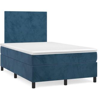 vidaXL Cama Box Spring Con Colch&oacute;n Terciopelo Azul Oscuro 120x190 Cm Vidaxl