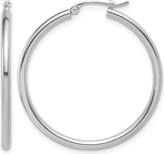 Diamond2Deal Platinum Polished 2x31mm Round Hoop Earrings