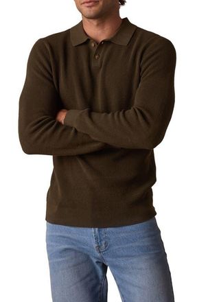 The Normal Brand Robles Long Sleeve Waffle Cotton Polo Sweater in Alpine at Nordstrom, Size Medium