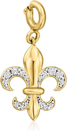 Ross-Simons Diamond Fleur-De-Lis Charm in 18kt Gold Over Sterling