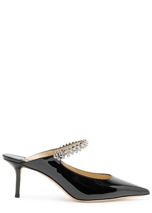 Jimmy Choo London Bing 65 Embellished Patent Leather Mules - Black - 39.5 (IT39.5 / UK6.5)