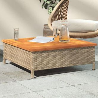 vidaXL vidaXL Tavolo da Giardino Beige 70x70x25cm in Rattan e Legno di Acacia