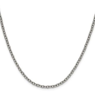 Diamond2Deal Stainless Steel Polished 3mm Cable Chain Necklace