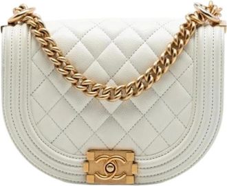 Chanel Pre-owned Gewatteerde Caviar Leren Crossbodytas - Dames - Vintage Schoudertas - Wit - ONE Size - Leer - Vintage