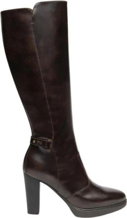 Nero Giardini Lange laarzen met hak - Dames - Laarzen met Hak - Bruin - 37 EU - Leer - Schoenen