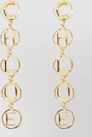 Chlo&eacute; brass script hoop earring