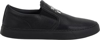 Philipp Plein Schoenen, unisex, Zwart, 46 EU, Leer, Deer Print Leather Slip On