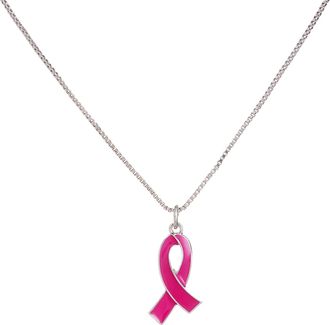Generic Breast Cancer Awareness Necklace for Women Ribbon Pendant Fashion Jewelry Support Long Chain Womens Accessories (One Size)