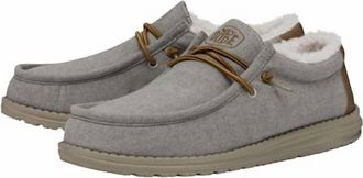 Hey Dude Mens Wally Herringbone Slip-On Shoes In Grey