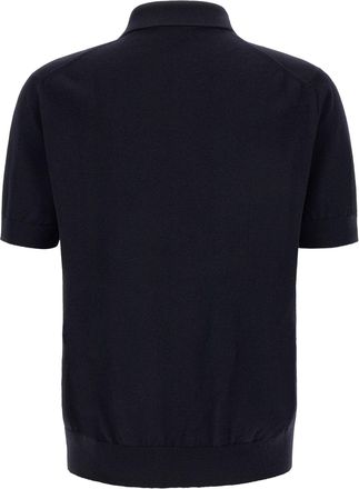 Dolce & Gabbana Logo-Embroidered Virgin Wool Polo Shirt - Navy