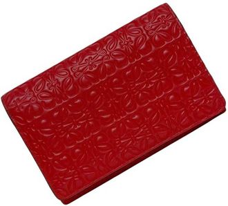 Loewe Repeat Red Color Leather Wallet (Bi-Fold) (Pre-Owned)
