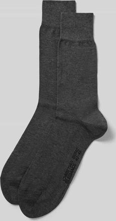 Christian Berg Socken mit Label-Print im 2er-Pack in Anthrazit, Gr&ouml;&szlig;e 43/46