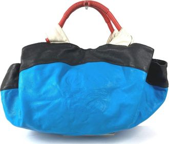 Loewe Nappa Aire Black Blue Red Color White Leather Handbag Tote Bag (Pre-Owned)