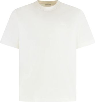 Burberry Katoenen T-shirt met ronde hals - Heren - T-shirts - Wit - L - Katoen - Tops