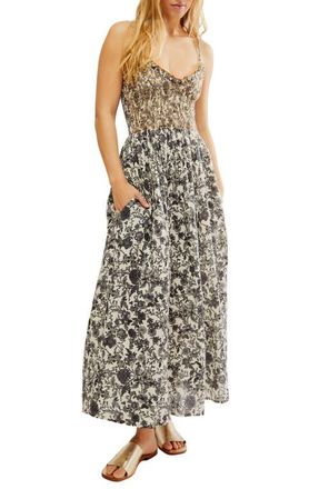 Free People Sweet Nothings Floral Print Sleeveless Maxi Sundress in Tea Combo at Nordstrom, Size X-Small