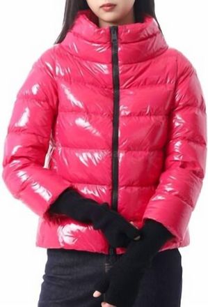 Herno Glossy Effect Fabric Cape Jacket In Hot Pink
