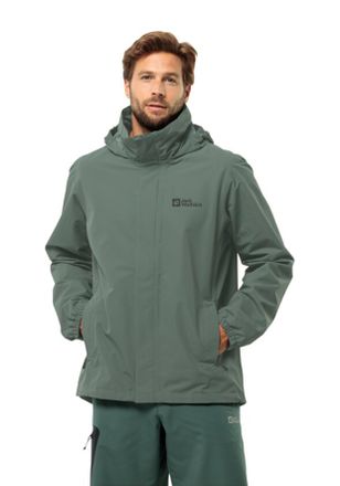 Jack Wolfskin Regenjacke JACK WOLFSKIN STORMY POINT 2L JKT M, Herren, Gr. XXL, gr&uuml;n (hedge gr&uuml;n), Web, Obermaterial: 100% Polyester, hoch geschlossener Ausschnitt, 
