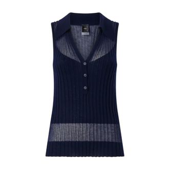 Pinko Polo Shirts, female, Blue, Size: L Foschia Canotta