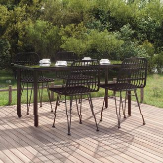 vidaXL Vidaxl - Juego De Comedor De Jard&iacute;n 5 Piezas Rat&aacute;n Sint&eacute;tico Negro
