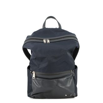 Fendi Black Navy Nylon Leather Backpack (Pre-Owned)