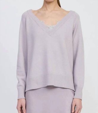 En Saison Lace Detail Sweater In Lavender